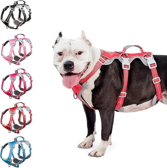 Escape Proof Harness, No Slip Dog Harness Escape Proof, Reflective Harness with Handle, Breathable, Durable, Adjustable Vest for Medium Dogs Walking, Training, and Running Gear (Red, M)