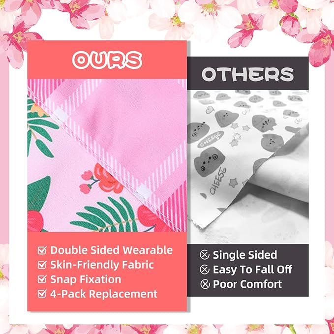 PAWCHIE Spring Dog Bandanas Small Reversible Styles Pet Triangle Scarf Bibs - Adjustable with Two Snaps - Kerchief Set Accessories for Dogs, Puppy, Cats, L