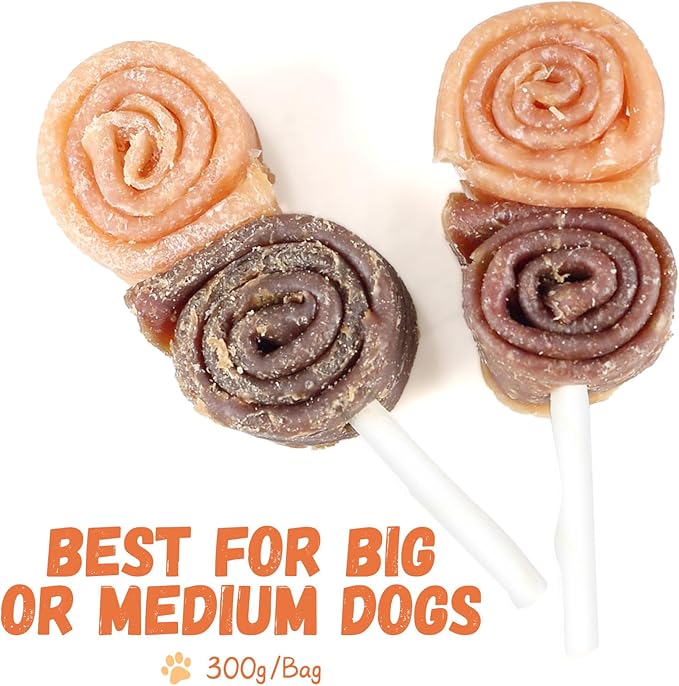 Dog Treats Large Breed, Chicken Duck Big Roll with Rawhide Stick, Healthy and Chews Long Lasting High Protein Training Treats, Triple Flavor Chewy Snacks for Medium Large Dogs 4 Counts