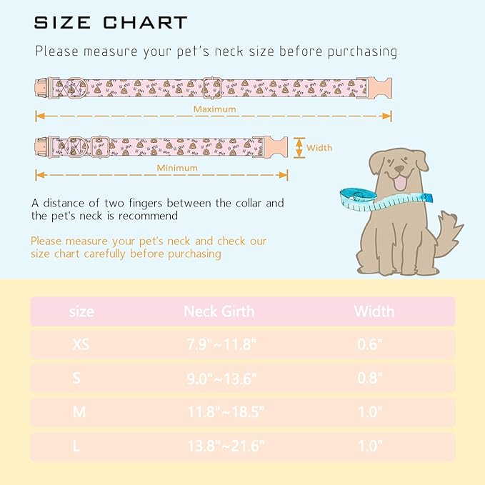 Faygarsle Pink Dog Collar for Small Medium Large Dogs Cute Puppy Collars for Female Dogs Funny Dog Collars for Summer Spring Wedding Necklace Girl Dog Collar S