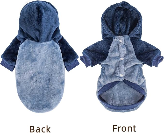FabriCastle Dog Hoodie Sweater for Small Dogs Boy and Girl, Small Dog Clothes XS XXS Puppy Sweatshirt, Pet Outfit, Cat Clothing Super Soft Warm Snap On Closure (Blue-Navy, Large)