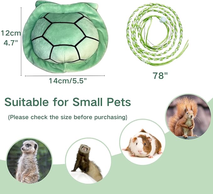 Pet Squirrel Harness and Leash Set Adorable Cloth Vest with Adjustable Leash for Ferret, Squirrel, Dwarf Chinchilla, Guinea Pig, Fancy Rat (Green)