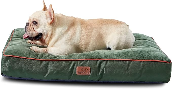 Bedsure Waterproof Dog Bed for Medium Dogs - 4 Inch Thicken Up to 45lbs Pet Mat Pillows with Removable Washable Cover, Green