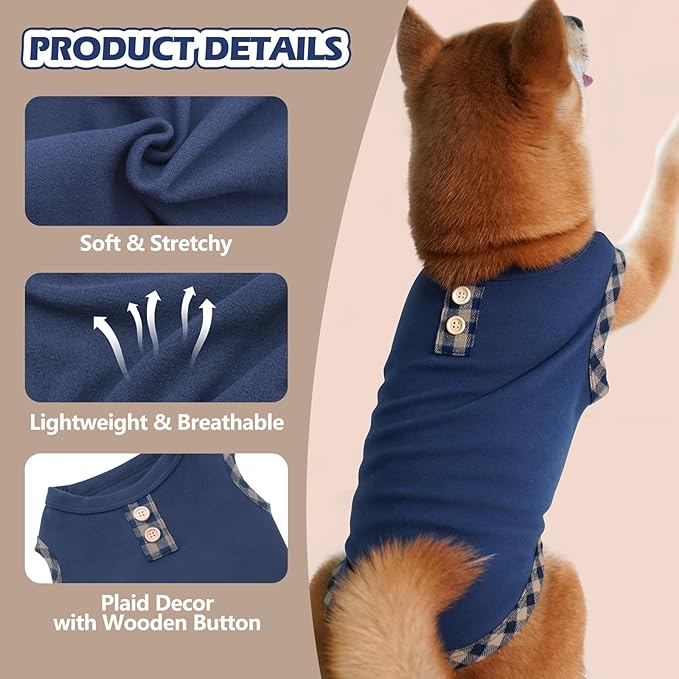 KYEESE 2Pack Dog Shirt Sleeveless Puppy T Shirt Pet Sweatshirt Fleece Canine Coats Lightweight Dog Clothes Vest Soft Sweater for Small Pups, Navyblue+Green, X-Large