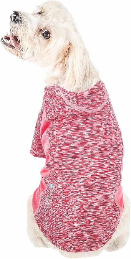 Pet Life ® Active 'Warf Speed' Heathred Dog Fitness and Yoga Pet T-Shirt Dog Clothes - Performance Dog T-Shirt with 4-Way-Stretch, Reflective and Quick-Dry Technology - Summer Dog Shirts