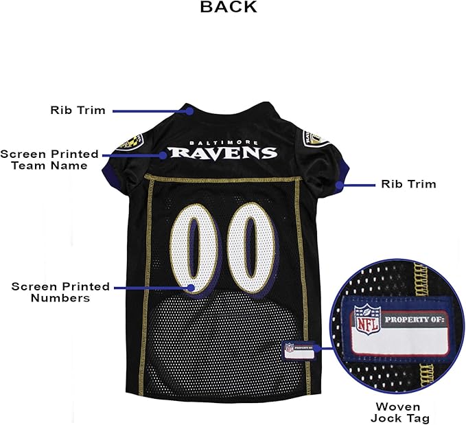 Pets First NFL Baltimore Ravens Dog Jersey, Size X-Large. Best Football Jersey Costume for Dogs & Cats. Licensed Jersey Shirt