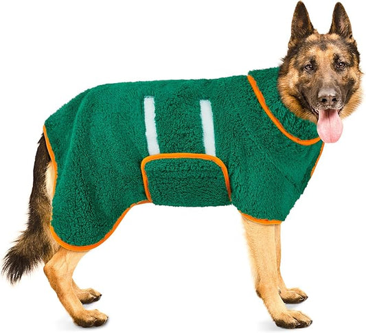 Bienbee Dog Bathrobe, Quick Drying Super Absorbent Dog Robes for After Bath, Warm Keeping Dogs Towel, Dogs Bath Supplies, Dark Green XXL