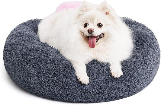 MIXJOY Orthopedic Dog Bed Comfortable Donut Cuddler Round Pet Beds Ultra Soft Washable Dog and Cat Cushion Bed (20''/23''/30'') (23'', Grey-Blue)