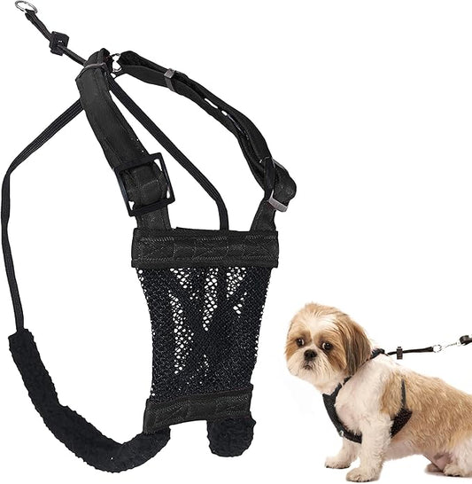 Sporn No Pull Dog Harness for Small-Sized Dogs - Black Mesh, Heavy Duty Nylon, Breathable, Lightweight, Adjustable, Padded, Soft & Easy, Anti-Pull Body Halter, Small Dog Harness for Puppies