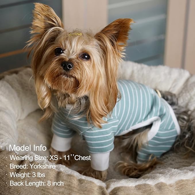 KYEESE Dog Pajamas Pjs Stretchable Dog Jumpsuit 4 Legs Strip PJS Hair Shedding Cover Good for Summer