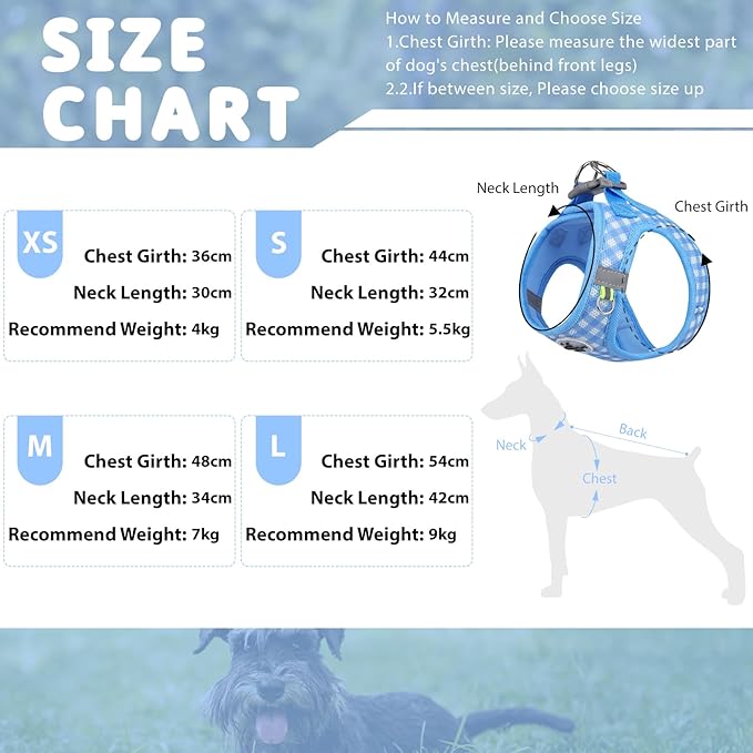 Gyuzh Dog Harness and Leash Set,Soft Mesh Breathable Small Dog Harness,Reflective Adjustable Puppy Harness,No Pull Pet Harness for Small Dogs and Cats