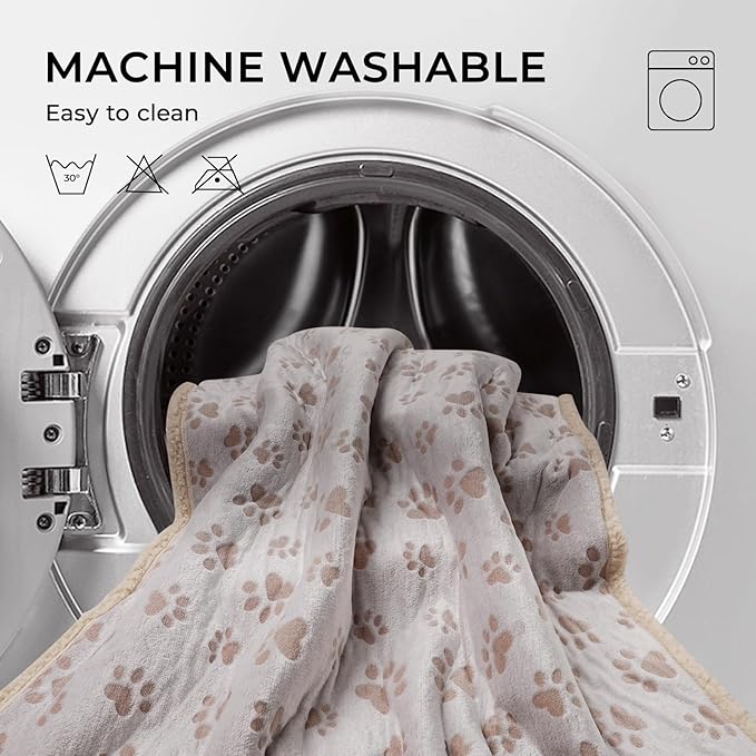 Luciphia Waterproof Pet Blankets for Couch Sofa Bed Cover Liquid Pee Proof Washable Soft Fluffy Large Dog Blanket Reversible Furniture Protection Heart Paw Khaki Large（65" x 57"）