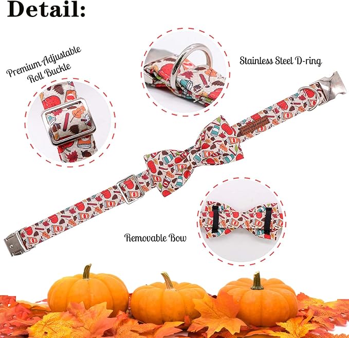 Unique Style Paws Dog Collar with Bow, Bowtie Dog Collar Adjustable Collars for Small Medium Large Dogs and Cats