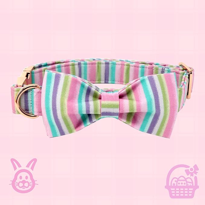 Lionheart glory Easter Dog Collar, Dog Collar with Bow, Pet Collar Adjustable Collar for Dog Bowtie Collars for Large Dogs