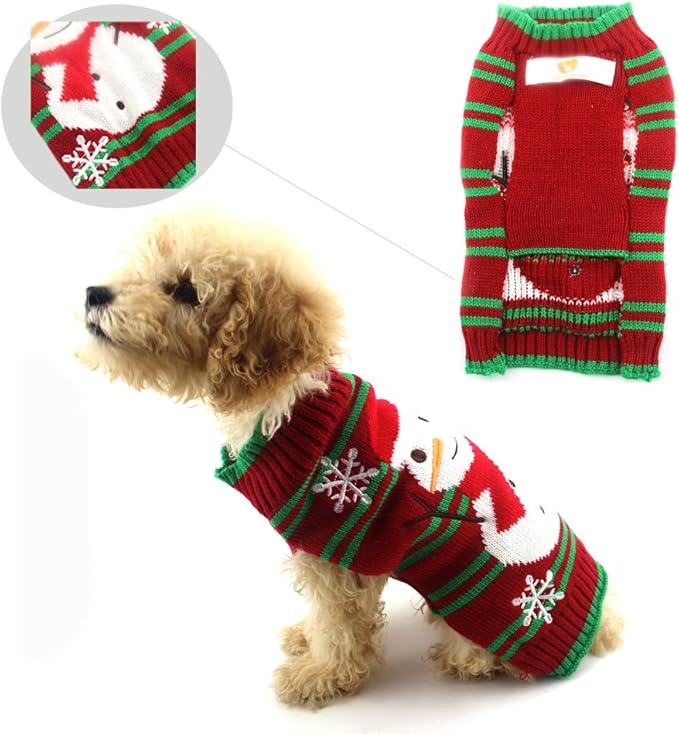 NACOCO Dog Snow Sweaters - Xmas, New Year & Christmas Sweaters for Small Dog and Cat (Snowman, XXS)