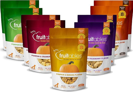 Fruitables Baked Pumpkin Dog Treats – Healthy Low-Calorie, Wheat-Free, Corn-Free, Soy-Free – Sweet Potato Training Treats for Dogs, 7 oz (10 Pack)