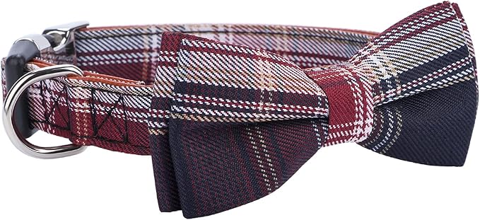 Faleela Soft &Comfy Bowtie Dog Collar,Detachable and Adjustable Bow Tie Collar,for Small Medium Large Pet (Red and White, Small (Pack of 1))