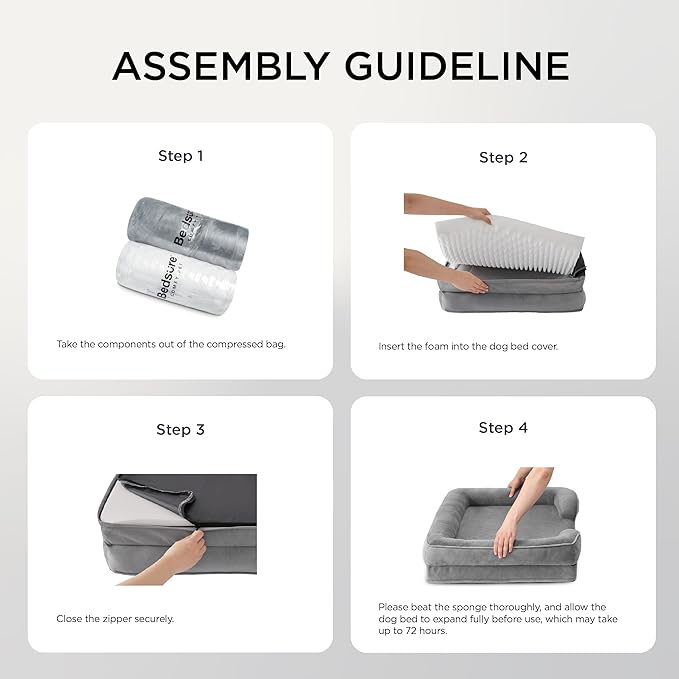 Bedsure Orthopedic Dog Bed - Bolster Dog Sofa Beds for Small Dogs, Supportive Foam Pet Bed with Removable Washable Cover, Waterproof Lining and Nonskid Bottom Couch, Grey