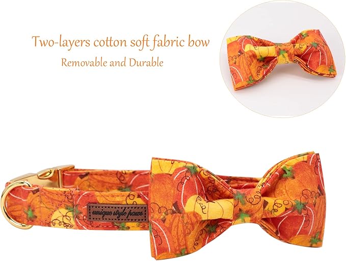 Unique style paws Halloween Dog Collar, Pumpkin Pet Collar Dog Bowtie Gift for Girl or Boy Dogs, Halloween Pumpkin Adjustable Dog Collar for Small Dogs