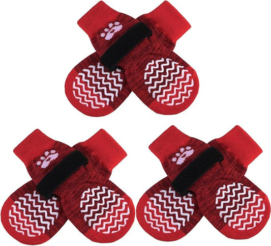 PUPTECK Non-Slip Dog Socks Double Sides Grips for Hardwood Floors Prevents Licking, Dog Shoes for Hot Pavement Booties for Senior Small Medium Large Dogs