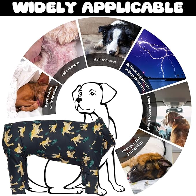 IDOMIK Soft Dog Pjs Clothes with Zipper, Breathable Dog Shirts for Boys & Girls, Onesie, Recovery Suit, Anxiety Relief Onesies - Dark Gray, XL