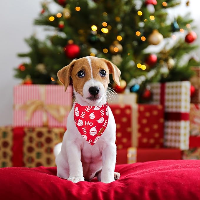ADOGGYGO Christmas Dog Bandanas 2 Pack, Santa Tree Puppy Christmas Scarf Bib, Premium Durable Fabric, Pet Holiday Bandanas for Small Dogs (Small)