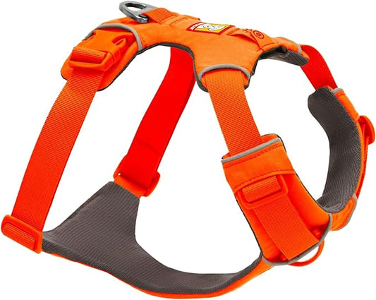 Ruffwear, Front Range Dog Harness, Reflective Soft Padded Everyday Harness with Dual Leash Clips, Adjustable and Lightweight Fit for Training or Walking for All Dogs, Blaze Orange, XX-Small