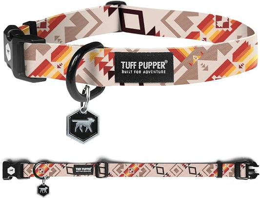 Tuff Pupper Premium Adjustable Dog Collar for Large Boy & Girl Dogs, Stylish Pattern Collars Designed in USA, Quick Release Buckle, AztekSun Print, Large (1 Inch Wide x 18-26 Inch Neck)