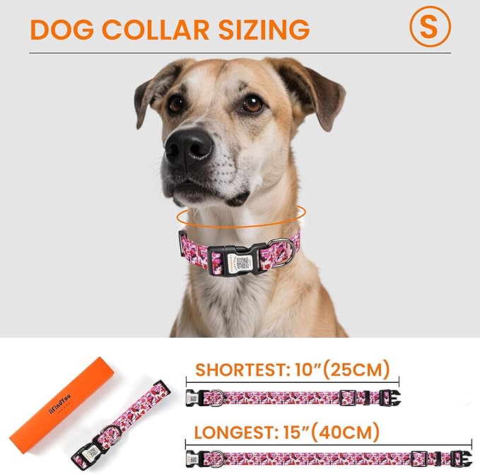 Reflective Dog Collars for Medium Dogs Soft Nylon Camo Rose Red Sized S