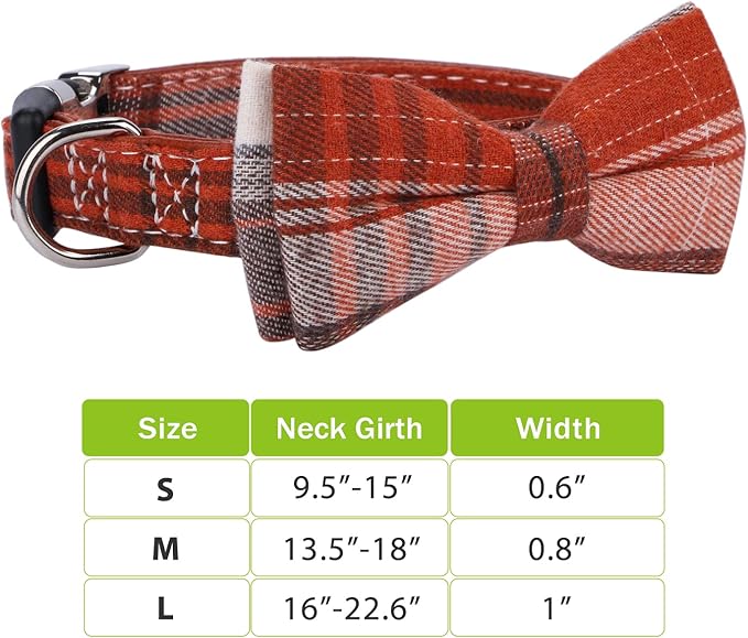 Faleela Soft &Comfy Bowtie Dog Collar,Detachable and Adjustable Bow Tie Collar,for Small Medium Large Pet (Large(Pack of 1), Orange)
