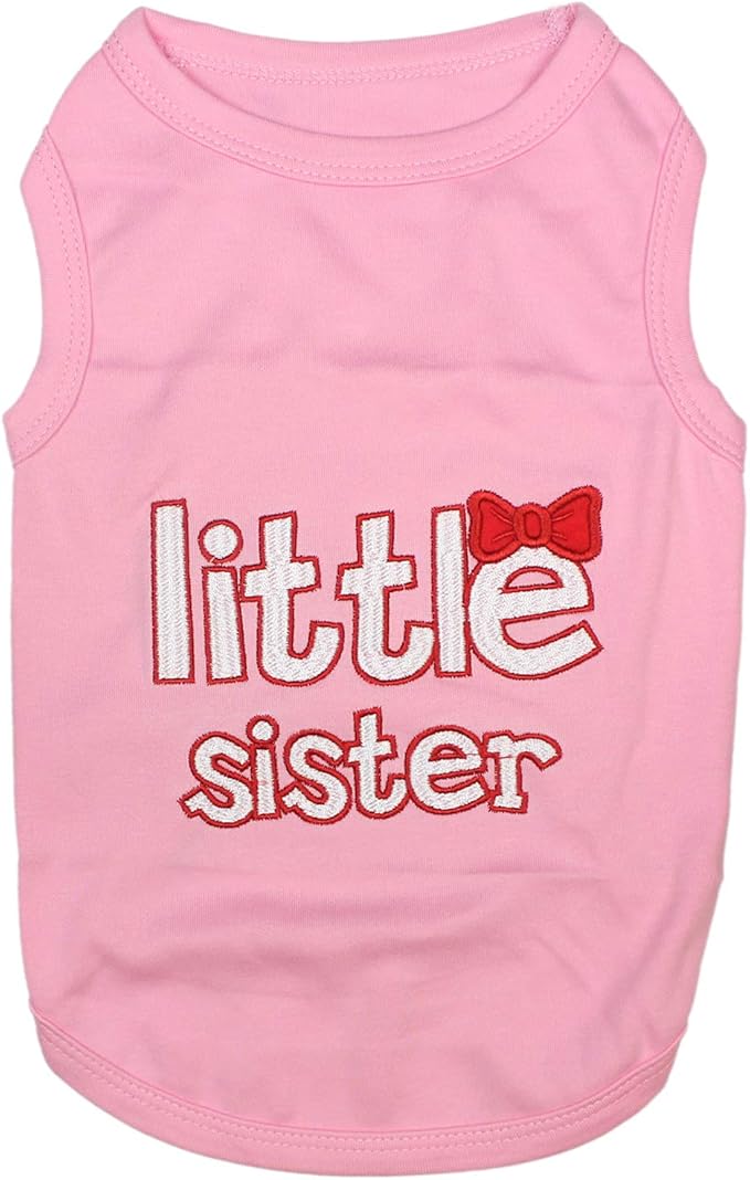 Parisian Pet Dog Cat Clothes Tee Shirts Little Sister T-Shirt, M