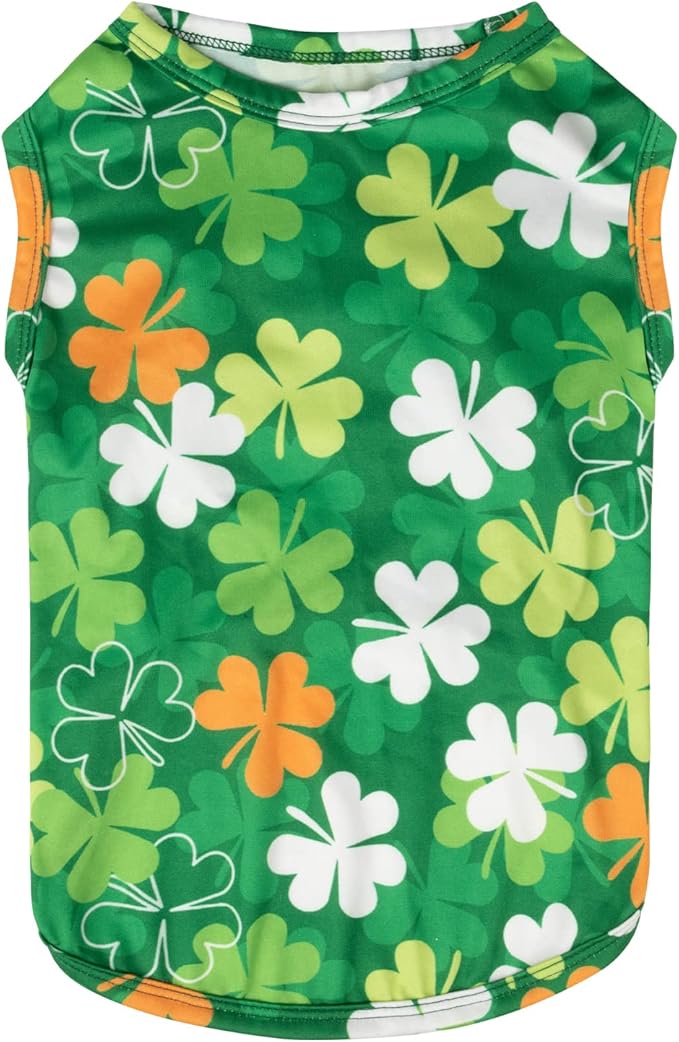 CuteBone Dog Shirts 2-Pack St.Patrick's Day & Easter Soft Pet Clothes Breathable Summer Vest for Small Puppy and Stretchy Cat Apparel 2BX12M