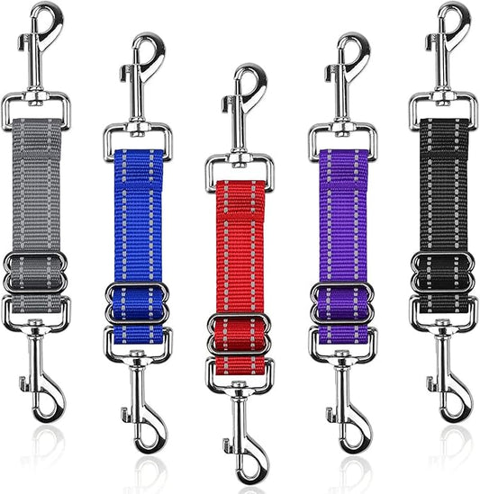 YUEPET Dog Safety Collar Clips 5 Pack Adjustable Prong Collar Backup Clip Reflective Double Ended Backup Clasp Leash Connector for Dog Harness to Collar Safety Clip
