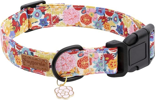 Faygarsle Floral Dog Collar for Girls and Female Dogs Soft and Fancy Pet Collar with Flower Design Ideal Pink Dog Collar for Small Medium Large Dogs S