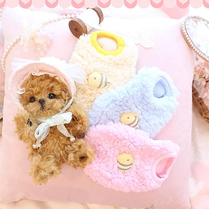 FLAdorepet 3 Packs Teacup Dog Cat XXS Clothes for Chihuahua Yorkie,Winter Warm Fleece Puppy Pet Clothes Sweater Shirt Vest for Mini Newborn Extra Small Dogs (3 Packs, XXXS(Pet Under 1LBS))