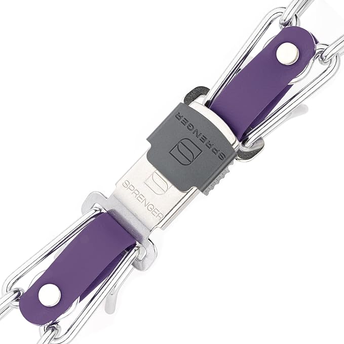 Herm Sprenger Chrome Plated Steel Dog Collar with Quick Release ClicLock Buckle and Biothane Insert Training Collar for Dogs Made in Germany (Violet Purple, 25in x 4.0mm(Neck Size up to21-22in))