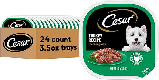 Cesar Filets in Gravy Adult Wet Dog Food, Turkey Recipe, 3.5 oz. (24 Count, Pack of 1)