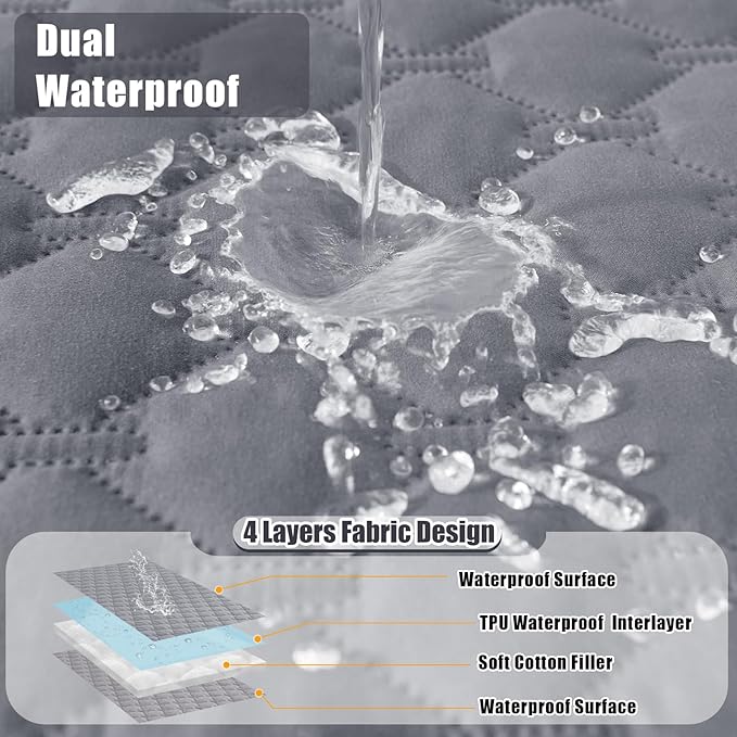 Smiry Waterproof Dog Bed Cover Blanket, Soft Reversible Pet Blanket, Washable Leakproof Cats Dogs Couch Cover for Sofa, Couch, Furniture (40x50 Inch, Grey/Light Grey)