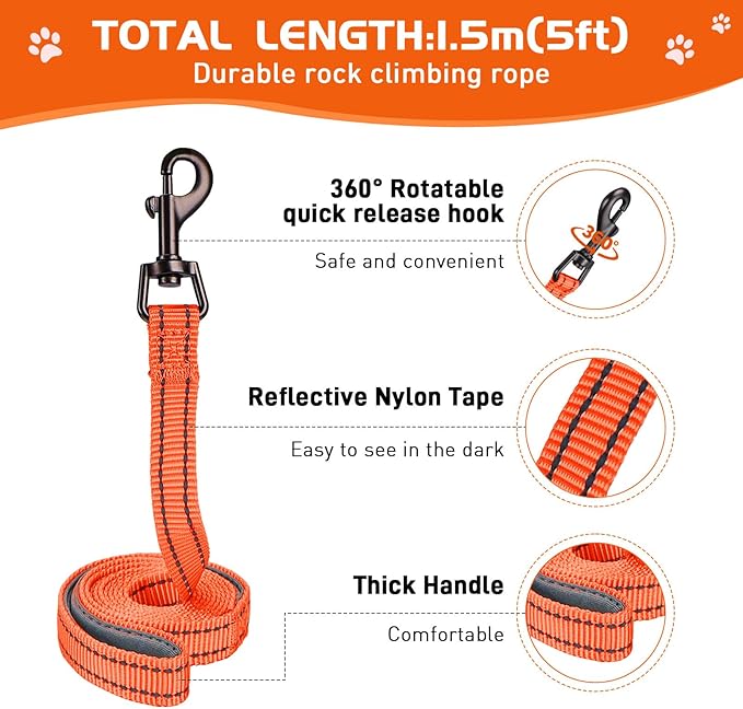 Soft Mesh Dog Harness and Leash Set, No Pull Puppy Harness and Leash Set, Reflective Step in Harness for Small Medium Dogs, Easy Walk Escape Proof Vest Harnesses (Orange, M)