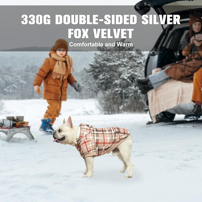 BEAUTYZOO Plaid Hoodie for Small Medium Large Dogs, British Style Soft Warm Sweater With Leash Hole, Hooded Cold Weather Clothes, Sweatshirt, Outfits, Winter Coat for Puppy Girls Boys