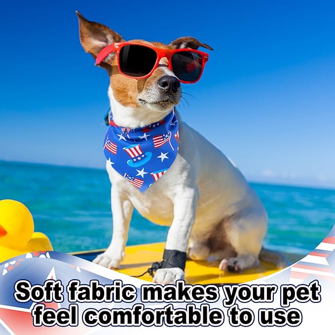 Sanwuta 120 Pcs Patriotic Dog Bandanas Bulk 4th of July Pet Scarves Adjustable Soft Cute Dog Triangle Scarfs for Medium Small Dogs Cats Large Puppy