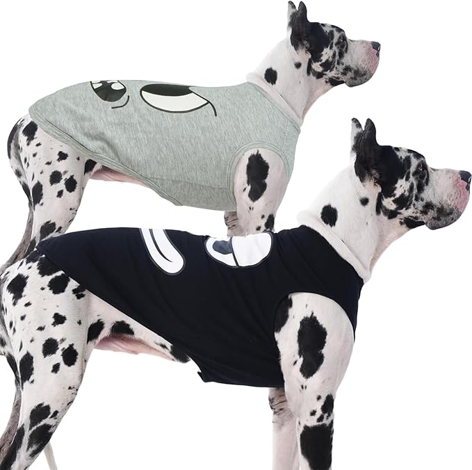 IECOii 2 Pack Pet Tank Top Tee Sleeveless| 5X-Large |Summer Dog Clothes Apparel,Pet Funny Costume T-Shirts Clothing for Large Dog Puppy Outfit Keep Body Heat Hot Weather Sun Protection, Black+Gray