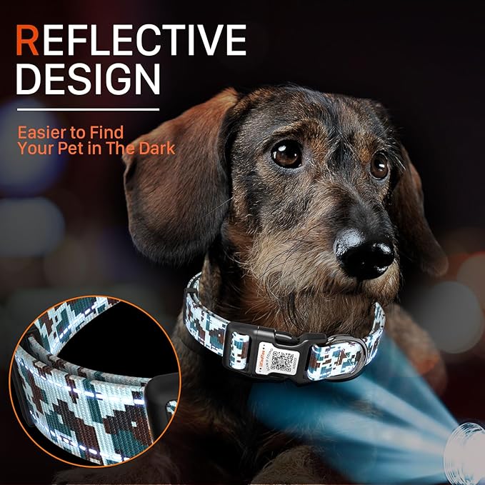 Reflective Dog Collars for Puppy Soft Nylon Military Green Sized XS