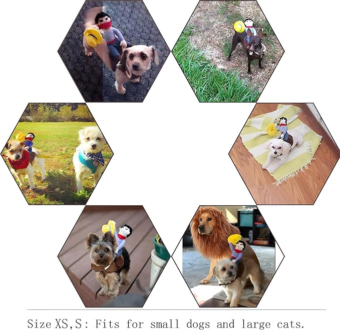 NACOCO Cowboy Rider Dog Costume for Dogs Clothes Knight Style with Doll and Hat for Halloween Day Pet Costume (S)