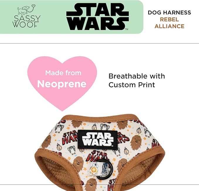 Dog Adjustable Harness - Star Wars™ The Rebel Alliance - XL, Breathable Mesh, No Pull Design with Two D-Rings, Patented Design, Perfect for Small Dogs and Puppies