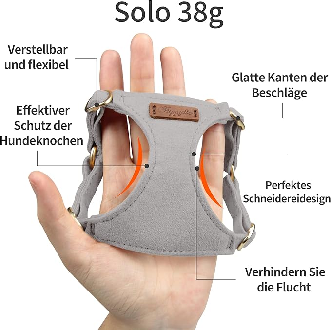 Puppytie No Pull Small Dog Harness with Multifunction Dog Leash,Lightweight Soft Adjustable No Choke Escape Proof Pet Harness Vest Pet Harness Vest,Silver Grey,S