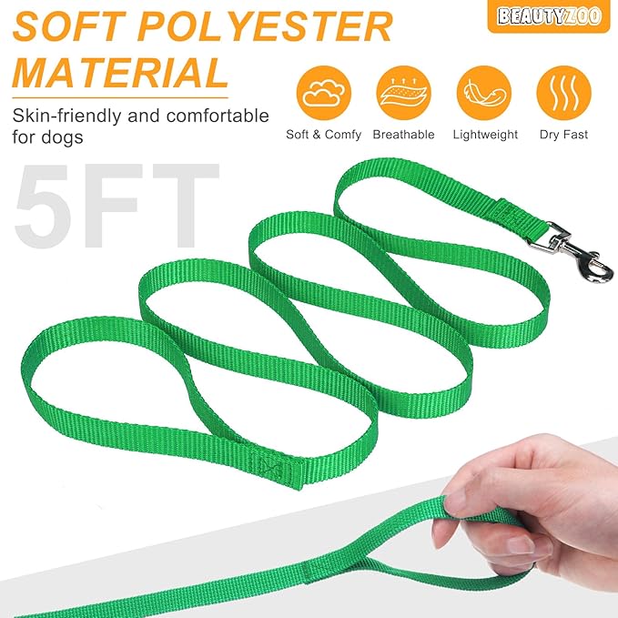 BEAUTYZOO Dog Harness Collar and Leash Set, No Pull Step in Pet Harness for Small Sized Dogs, Adjustable No Escape Puppy Vest Harnesses Outdoor Walking Running, Soft Reflective Vest, Green XS