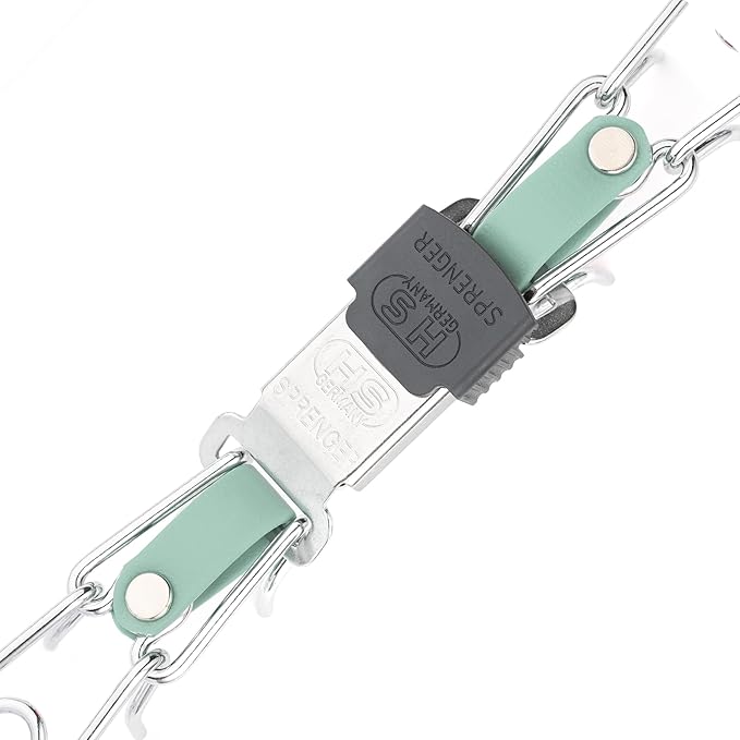 Herm Sprenger Chrome Plated Steel Dog Collar with Quick Release ClicLock Buckle and Biothane Insert Training Collar for Dogs Made in Germany (Sage Green, 22in x 3.0mm(Neck Size up to 18-19in))