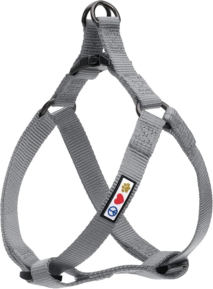 Pawtitas Solid Color Step-in Dog Harness - Grey, Large, for Puppy & Dog Training & Walking