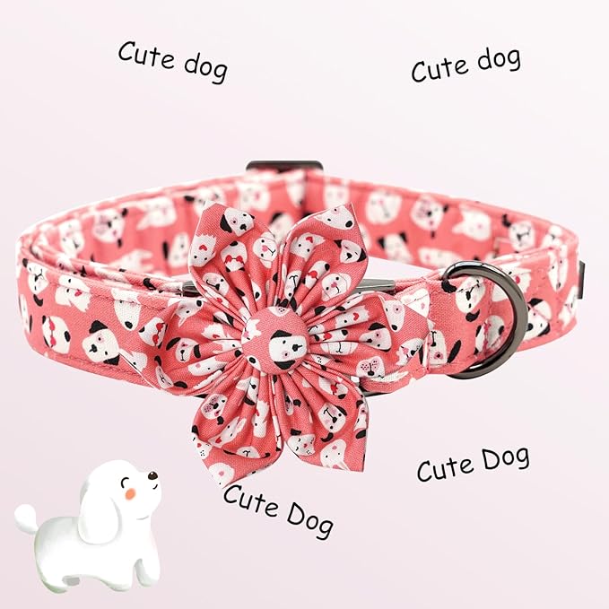 Elegant little tail Dog Collar with Flower, Flower Girl Dog Collar for Female Dogs, Cute Dog Pet Collar Gift Adjustable Dog Collars with Flowers for Small Medium Large Dogs